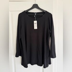 NEW eileen fisher XL signature viscose jersey black XL ballet top